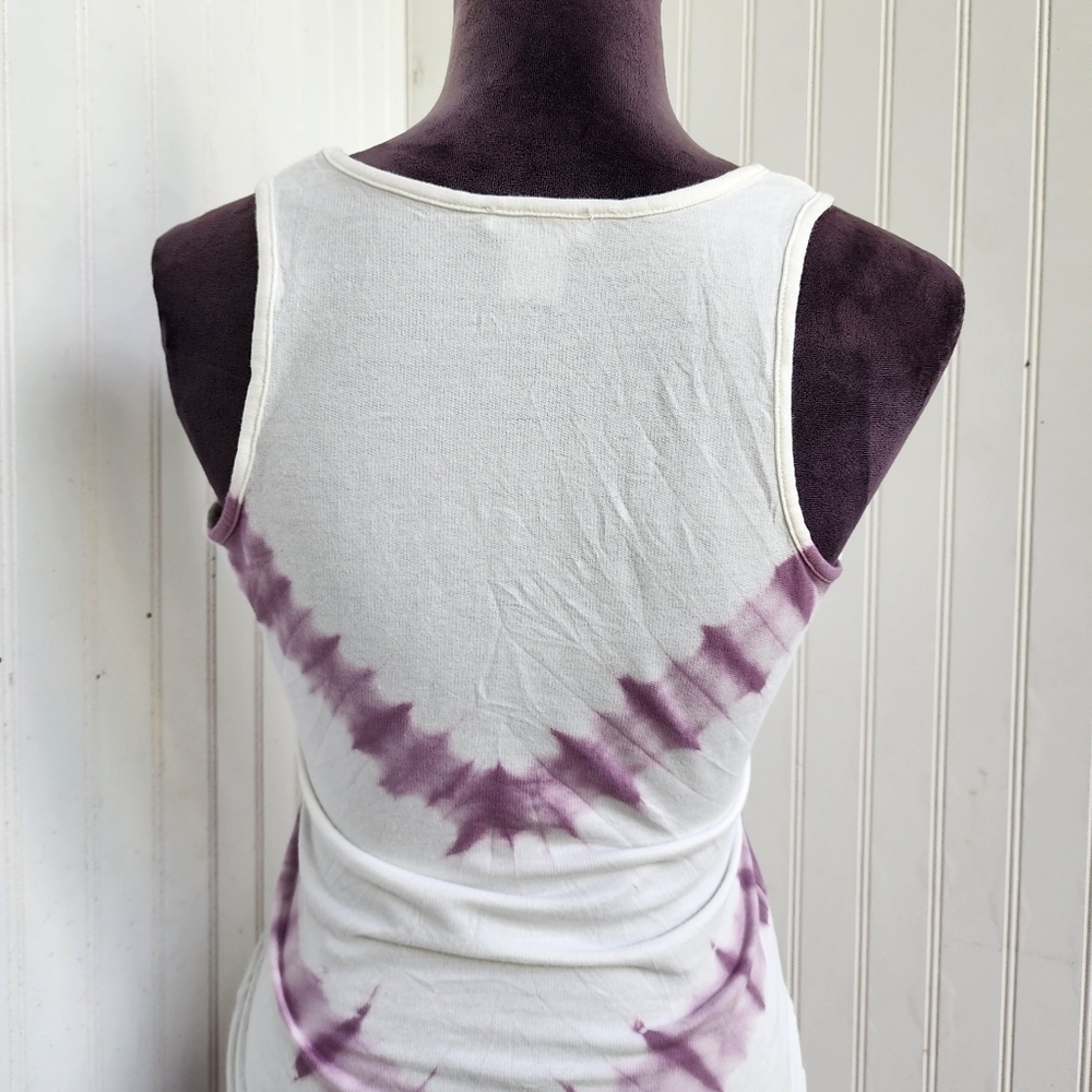 VENUS Women's Tie Dye Ruched Lounge Dress White & Purple Cotton Blend XS - Picture 8 of 16